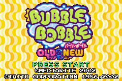 Bubble Bobble Old & New title screen for GameBoy Advance